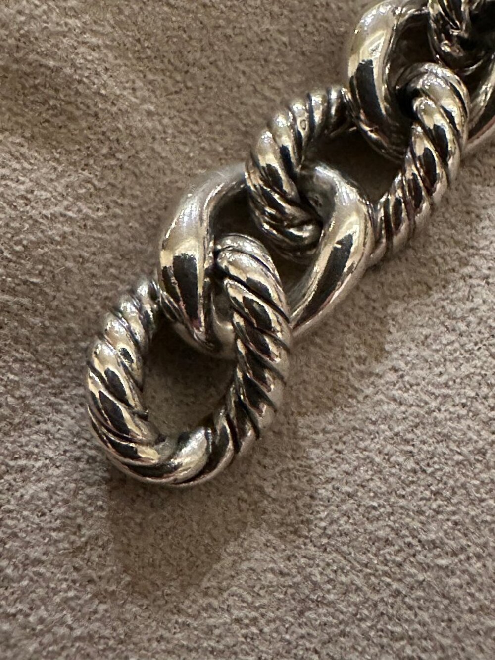 RARE Heavy David Yurman Two-Tone Curb Chain Bracelet 18K Gold Link 7.5" - Picture 9 of 10